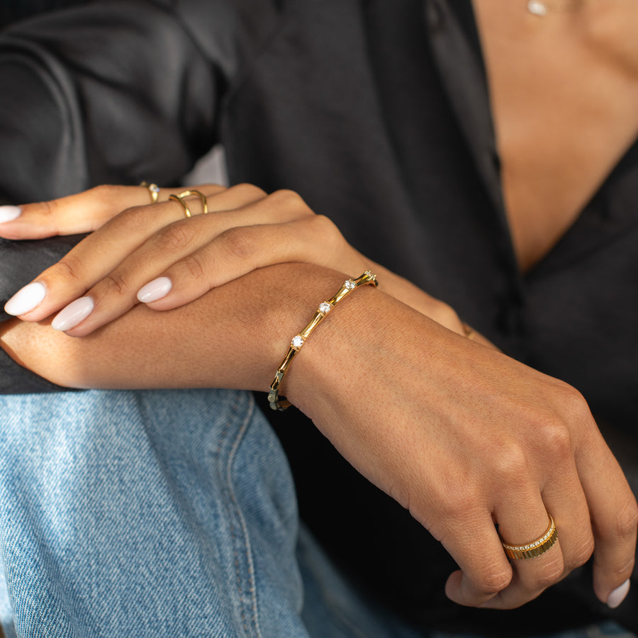 Bamboo Bangle With Stones