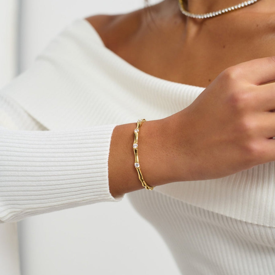 Bamboo Bangle With Stones