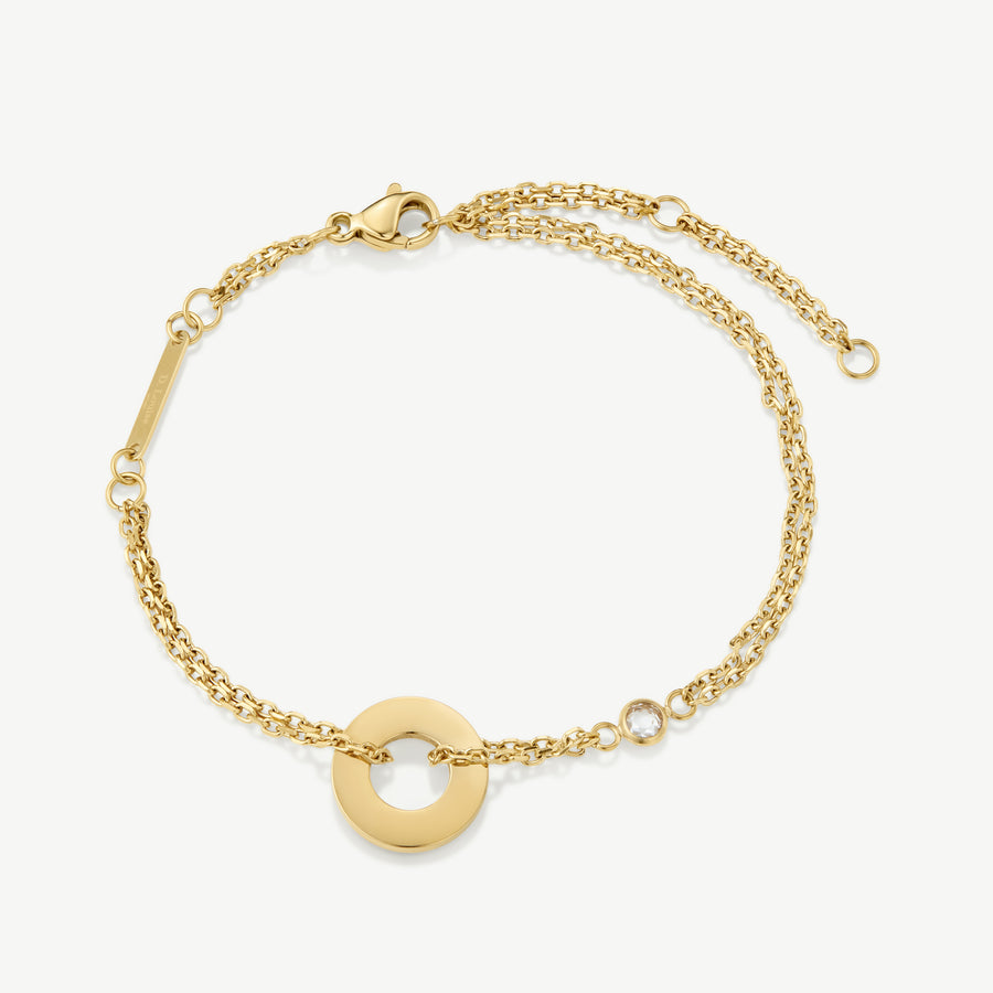 Halo Disc Bracelet With Stone